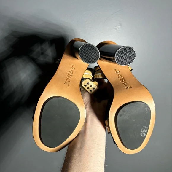 L.A.M.B. Carter Lucite Heel Sandals Womens Size 7.5 - Picture 6 of 7